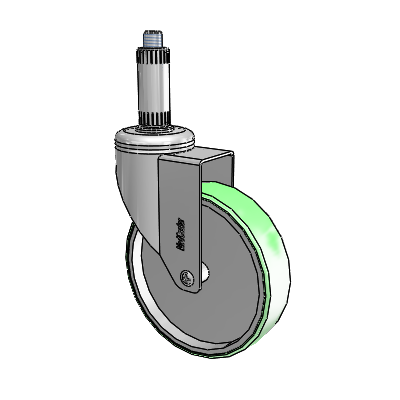 Chrome Hospital CH Expanding Adapter (Nylon) Swivel Caster with 5 x 1.25 Antimicrobial Rubber Wheel