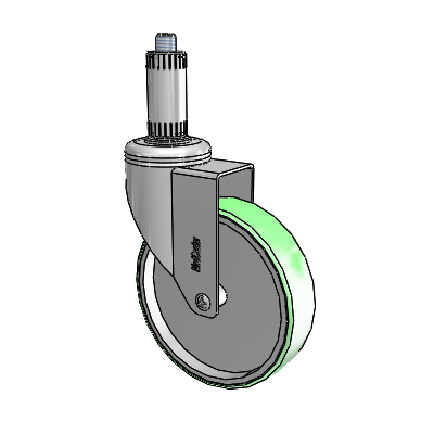 Chrome Hospital CH Expanding Adapter (Nylon) Swivel Caster with 5 x 1.25 Antimicrobial Rubber Wheel