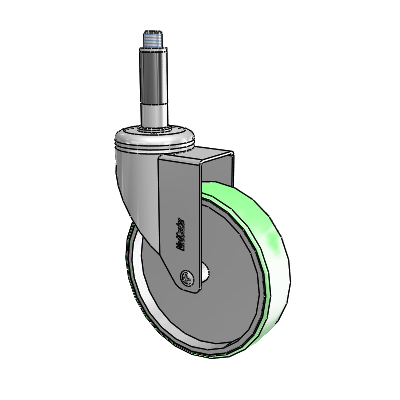 Chrome Hospital CH Expanding Adapter (Rubber) Swivel Caster with 5 x 1.25 Antimicrobial Rubber Wheel
