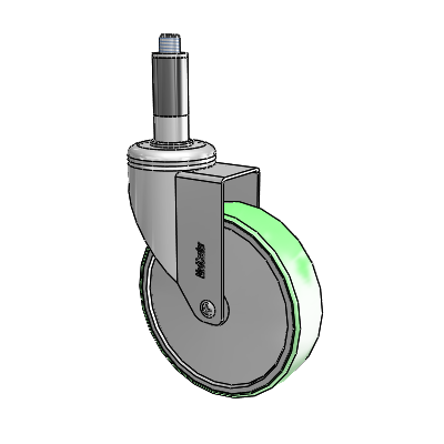 Chrome Hospital CH Expanding Adapter (Rubber) Swivel Caster with 5 x 1.25 Antimicrobial Rubber Wheel
