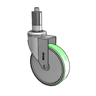 Chrome Hospital CH Expanding Adapter (Rubber) Swivel Caster with 5 x 1.25 Antimicrobial Rubber Wheel