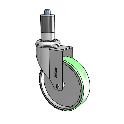 Chrome Hospital CH Expanding Adapter (Rubber) Swivel Caster with 5 x 1.25 Antimicrobial Rubber Wheel