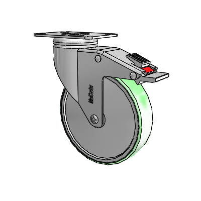 Chrome Hospital CH Top Plate Swivel Caster with 5 x 1.25 Antimicrobial Rubber Wheel and Total Lock Brake