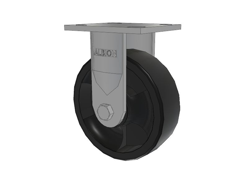 16 Series Top Plate Rigid Caster with 6 x 2 Black Polypropylene RT - Glass-Filled Polypropylene Wheel