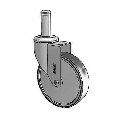 Chrome Hospital Antistatic Grip Ring Stem Swivel Caster with 5 x 1.25 Conductive Rubber Wheel