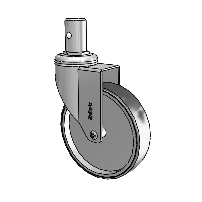 Chrome Hospital Antistatic Round Stem Swivel Caster with 5 x 1.25 Conductive Rubber Wheel