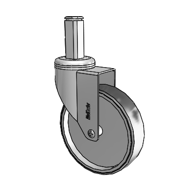 Chrome Hospital Antistatic Square Stem Swivel Caster with 5 x 1.25 Conductive Rubber Wheel