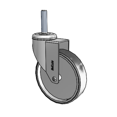 Chrome Hospital Antistatic Threaded Stem Swivel Caster with 5 x 1.25 Conductive Rubber Wheel