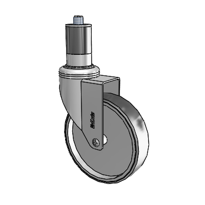 Chrome Hospital Antistatic Expanding Adapter (Rubber) Swivel Caster with 5 x 1.25 Conductive Rubber Wheel