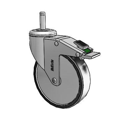 Chrome Hospital CH Grip Ring Stem Swivel Caster with 5 x 1.25 Polyurethane TPU Wheel and Directional Lock Brake