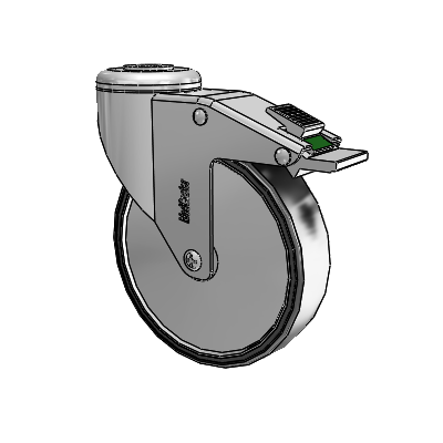 Chrome Hospital CH Hollow Kingpin (Unassembled Caster) Swivel Caster with 5 x 1.25 Polyurethane TPU Wheel and Directional Lock Brake
