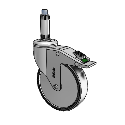 Chrome Hospital CH Expanding Adapter (Nylon) Swivel Caster with 5 x 1.25 Polyurethane TPU Wheel and Directional Lock Brake