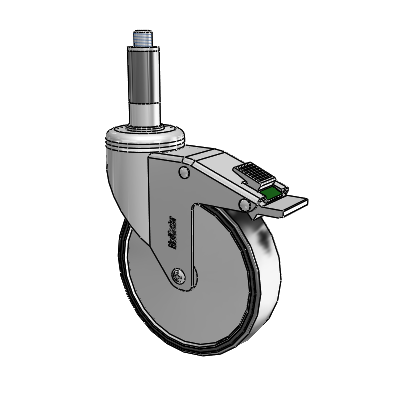 Chrome Hospital CH Expanding Adapter (Rubber) Swivel Caster with 5 x 1.25 Polyurethane TPU Wheel and Directional Lock Brake