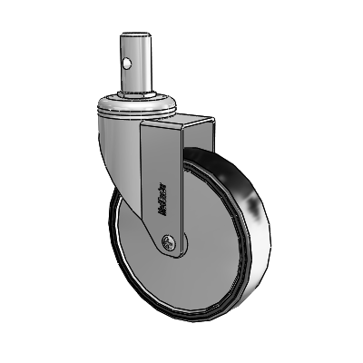 Chrome Hospital CH Round Stem Swivel Caster with 5 x 1.25 Polyurethane TPU Wheel