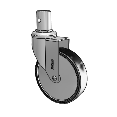 Chrome Hospital CH Round Stem Swivel Caster with 5 x 1.25 Polyurethane TPU Wheel