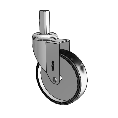 Chrome Hospital CH Square Stem Swivel Caster with 5 x 1.25 Polyurethane TPU Wheel