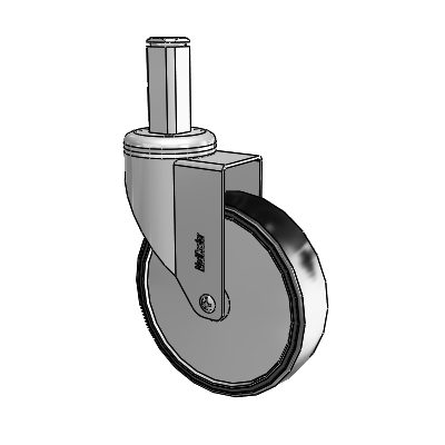 Chrome Hospital CH Square Stem Swivel Caster with 5 x 1.25 Polyurethane TPU Wheel