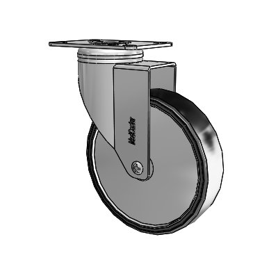 Chrome Hospital CH Top Plate Swivel Caster with 5 x 1.25 Polyurethane TPU Wheel