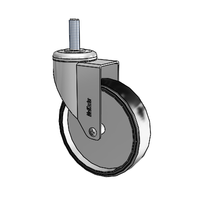 Chrome Hospital CH Threaded Stem Swivel Caster with 5 x 1.25 Polyurethane TPU Wheel