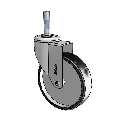 Chrome Hospital CH Threaded Stem Swivel Caster with 5 x 1.25 Polyurethane TPU Wheel