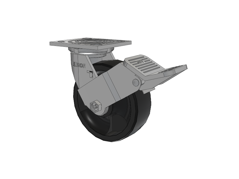16 Series Top Plate Swivel Caster with 6 x 2 Black Polypropylene RT - Glass-Filled Polypropylene Wheel and Face Brake
