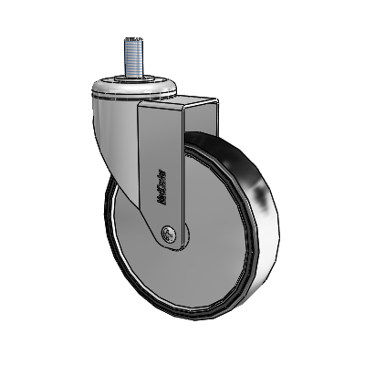 Chrome Hospital CH Threaded Stem Swivel Caster with 5 x 1.25 Polyurethane TPU Wheel
