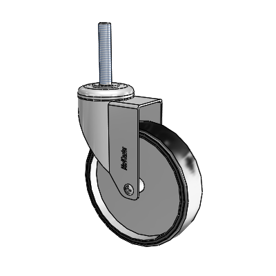 Chrome Hospital CH Threaded Stem Swivel Caster with 5 x 1.25 Polyurethane TPU Wheel