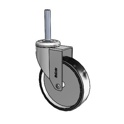 Chrome Hospital CH Threaded Stem Swivel Caster with 5 x 1.25 Polyurethane TPU Wheel