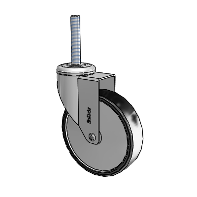 Chrome Hospital CH Threaded Stem Swivel Caster with 5 x 1.25 Polyurethane TPU Wheel