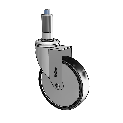 Chrome Hospital CH Expanding Adapter (Rubber) Swivel Caster with 5 x 1.25 Polyurethane TPU Wheel