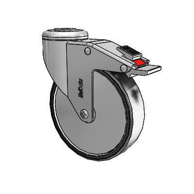 Chrome Hospital CH Hollow Kingpin (Unassembled Caster) Swivel Caster with 5 x 1.25 Polyurethane TPU Wheel and Total Lock Brake
