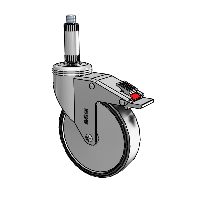 Chrome Hospital CH Expanding Adapter (Nylon) Swivel Caster with 5 x 1.25 Polyurethane TPU Wheel and Total Lock Brake