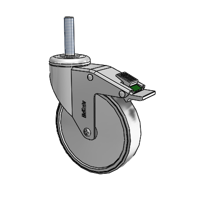 Chrome Hospital CH Threaded Stem Swivel Caster with 5 x 1.25 Thermoplastic Rubber Wheel and Directional Lock Brake