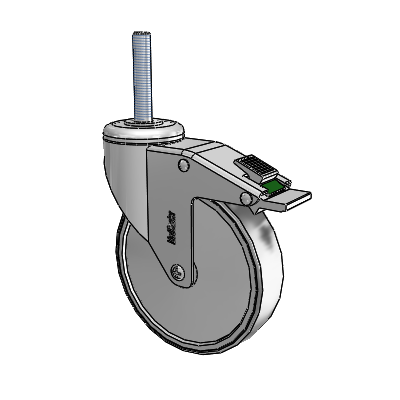 Chrome Hospital CH Threaded Stem Swivel Caster with 5 x 1.25 Thermoplastic Rubber Wheel and Directional Lock Brake