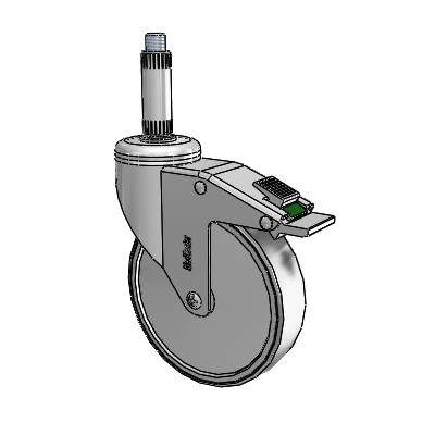 Chrome Hospital CH Expanding Adapter (Nylon) Swivel Caster with 5 x 1.25 Thermoplastic Rubber Wheel and Directional Lock Brake