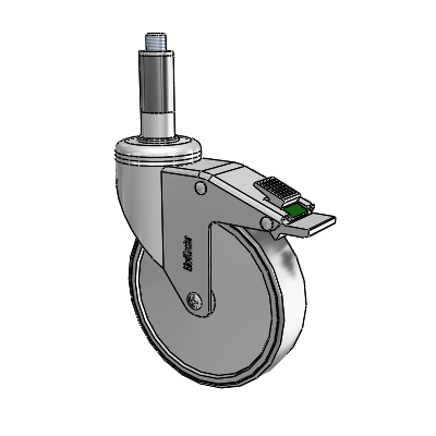 Chrome Hospital CH Expanding Adapter (Rubber) Swivel Caster with 5 x 1.25 Thermoplastic Rubber Wheel and Directional Lock Brake
