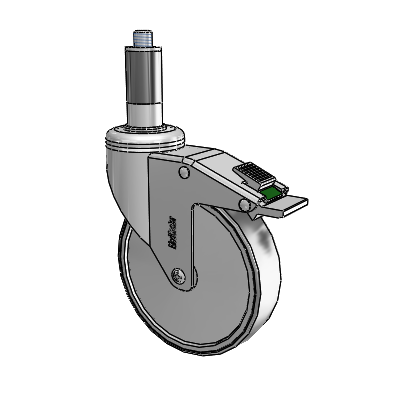 Chrome Hospital CH Expanding Adapter (Rubber) Swivel Caster with 5 x 1.25 Thermoplastic Rubber Wheel and Directional Lock Brake