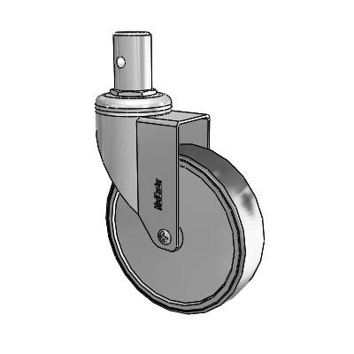 Chrome Hospital CH Round Stem Swivel Caster with 5 x 1.25 Thermoplastic Rubber Wheel