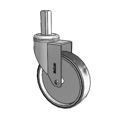 Chrome Hospital CH Square Stem Swivel Caster with 5 x 1.25 Thermoplastic Rubber Wheel