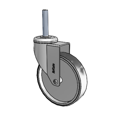 Chrome Hospital CH Threaded Stem Swivel Caster with 5 x 1.25 Thermoplastic Rubber Wheel