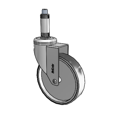 Chrome Hospital CH Expanding Adapter (Nylon) Swivel Caster with 5 x 1.25 Thermoplastic Rubber Wheel