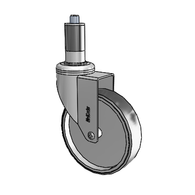 Chrome Hospital CH Expanding Adapter (Rubber) Swivel Caster with 5 x 1.25 Thermoplastic Rubber Wheel