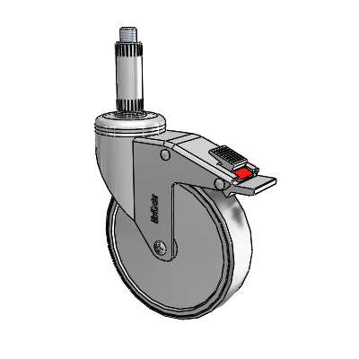 Chrome Hospital CH Expanding Adapter (Nylon) Swivel Caster with 5 x 1.25 Thermoplastic Rubber Wheel and Total Lock Brake