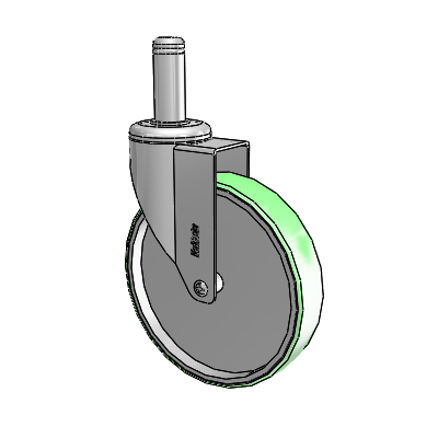 Chrome Hospital CH Grip Ring Stem Swivel Caster with 6 x 1.25 Antimicrobial Rubber Wheel