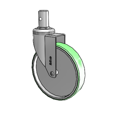 Chrome Hospital CH Round Stem Swivel Caster with 6 x 1.25 Antimicrobial Rubber Wheel
