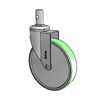 Chrome Hospital CH Round Stem Swivel Caster with 6 x 1.25 Antimicrobial Rubber Wheel