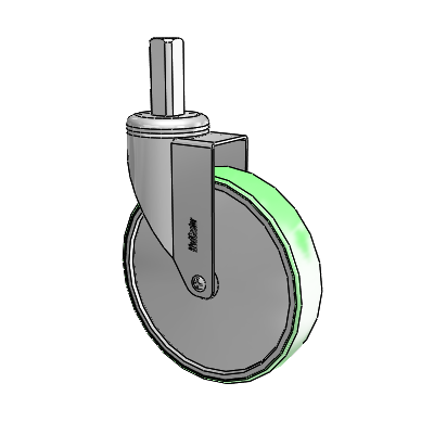Chrome Hospital CH Square Stem Swivel Caster with 6 x 1.25 Antimicrobial Rubber Wheel