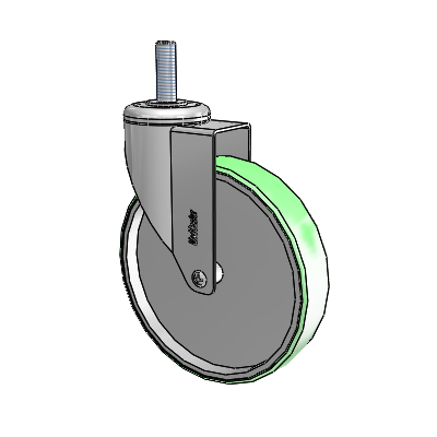 Chrome Hospital CH Threaded Stem Swivel Caster with 6 x 1.25 Antimicrobial Rubber Wheel