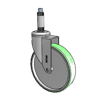 Chrome Hospital CH Expanding Adapter (Nylon) Swivel Caster with 6 x 1.25 Antimicrobial Rubber Wheel