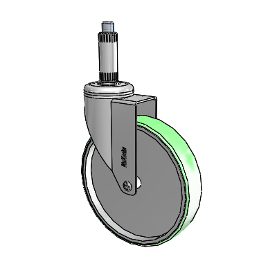 Chrome Hospital CH Expanding Adapter (Nylon) Swivel Caster with 6 x 1.25 Antimicrobial Rubber Wheel
